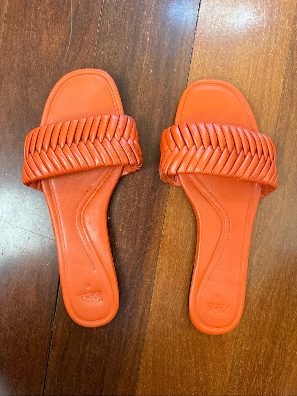 Zara Braided Orange Slide Sandals